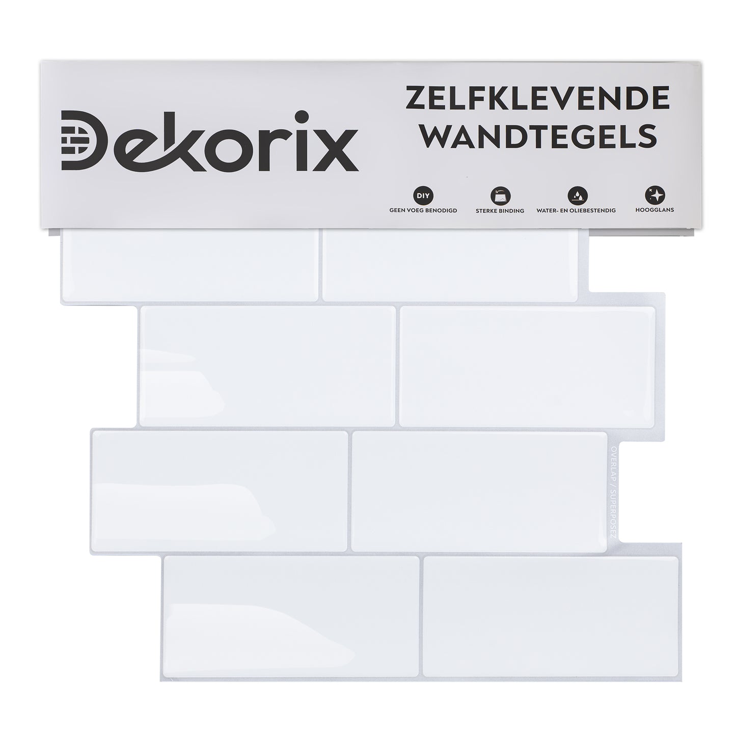 10 zelfklevende tegels - 29.4*21.4cm - Wit
