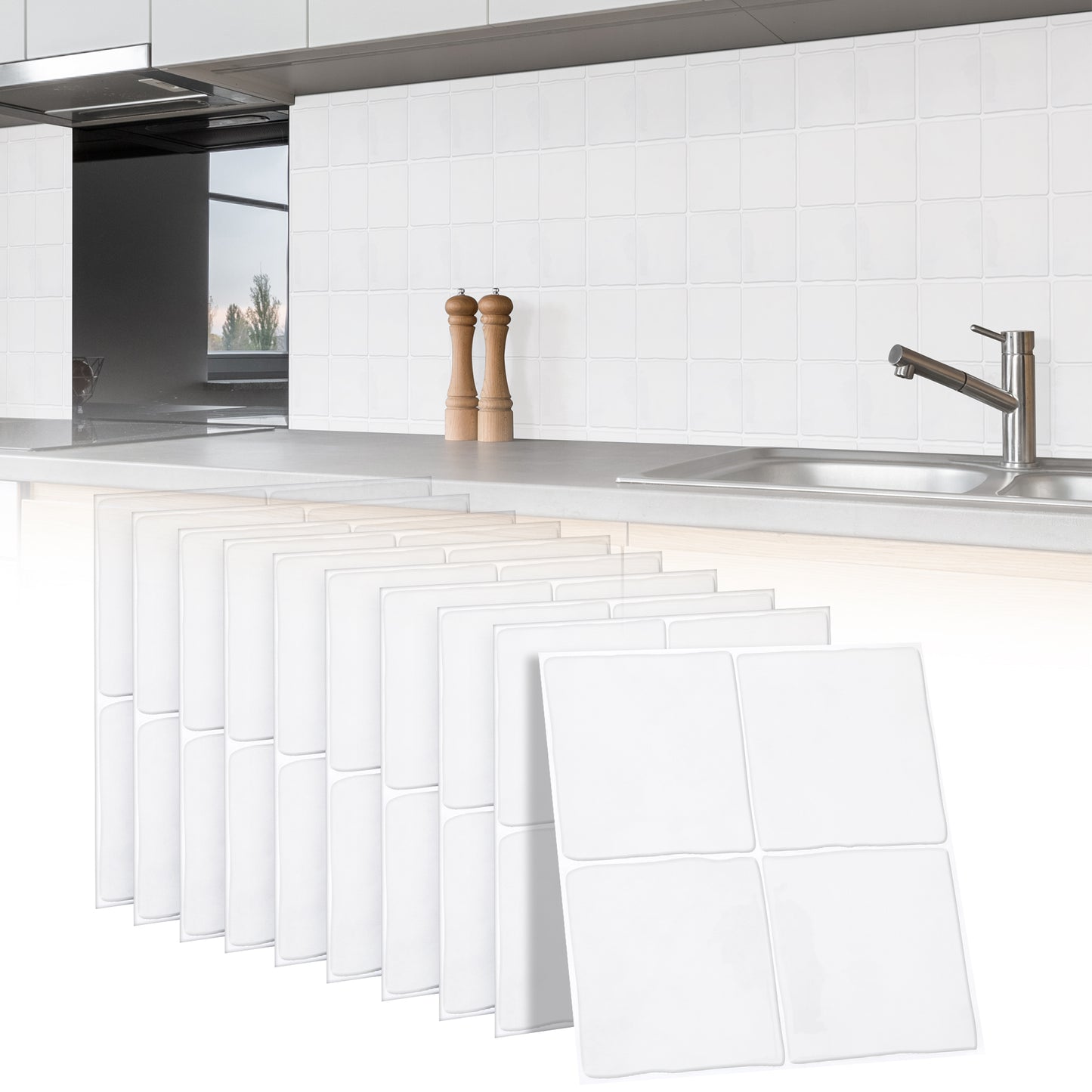 10 zelfklevende tegels - 23*23cm - Wit