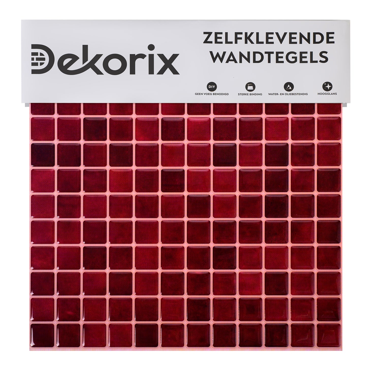 10 zelfklevende tegels - 23.5*23.5cm - Bordeaux rood