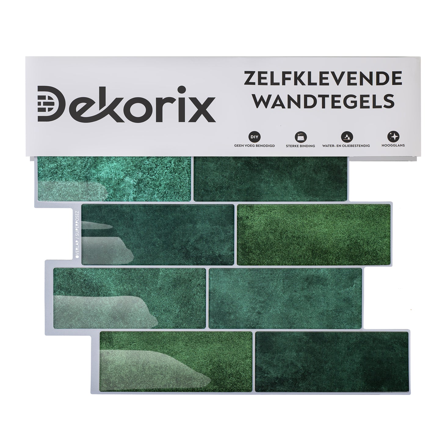 10 zelfklevende tegels - 29.4*21.4cm - Groen