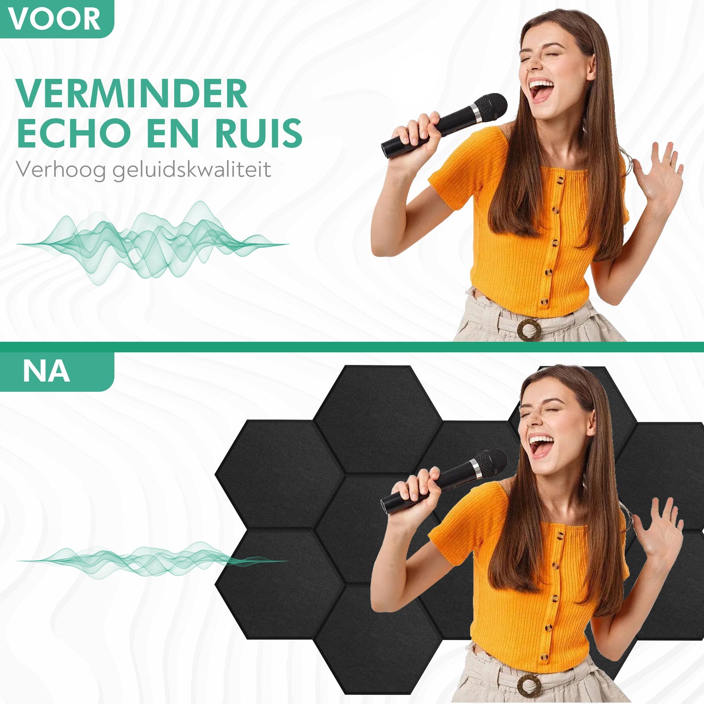 20 akoestische zelfklevende panelen - Zwart