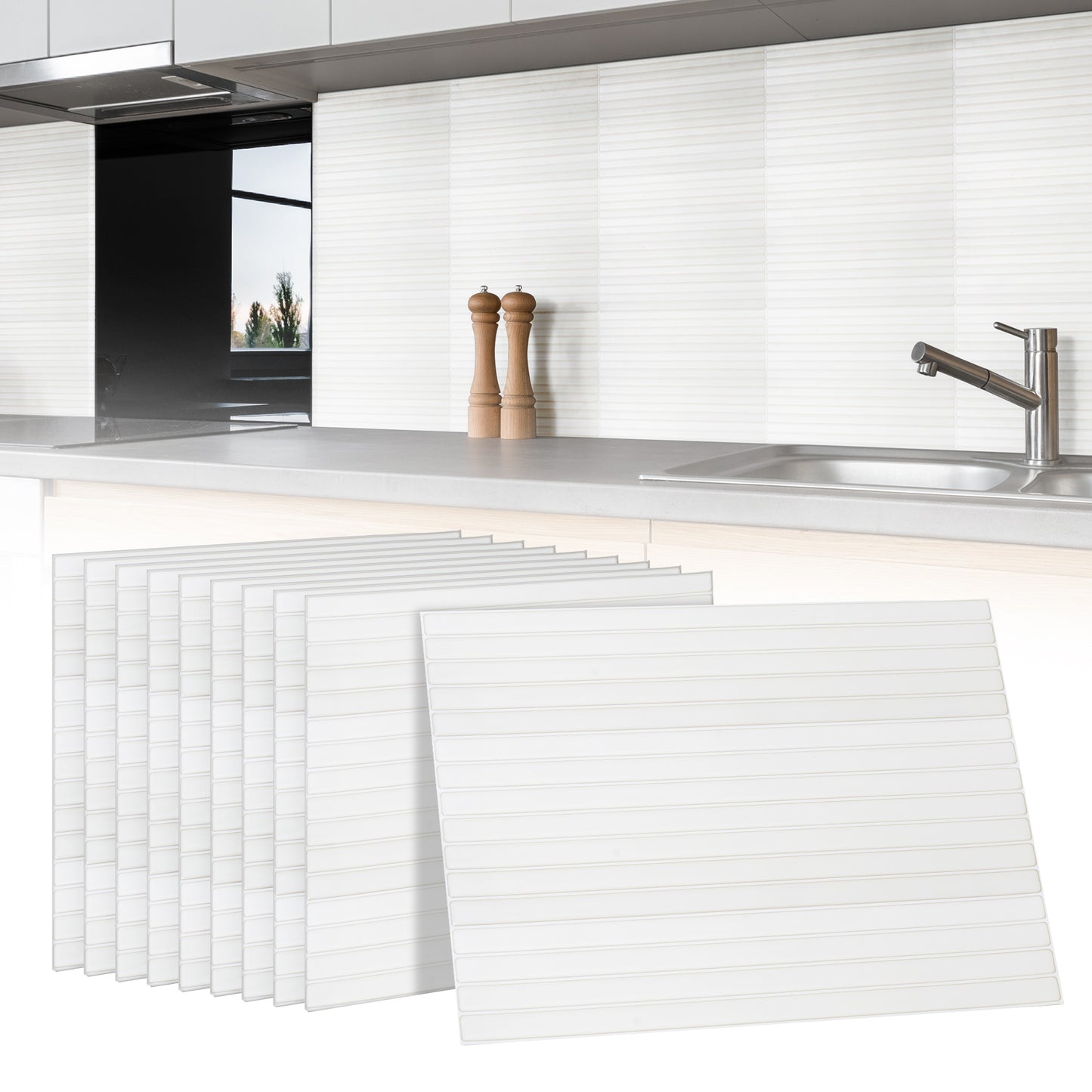 10 zelfklevende tegels - 29*23cm - Off white