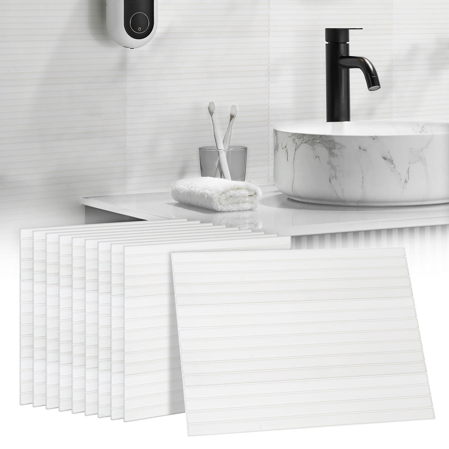 10 zelfklevende tegels - 29*23cm - Off white