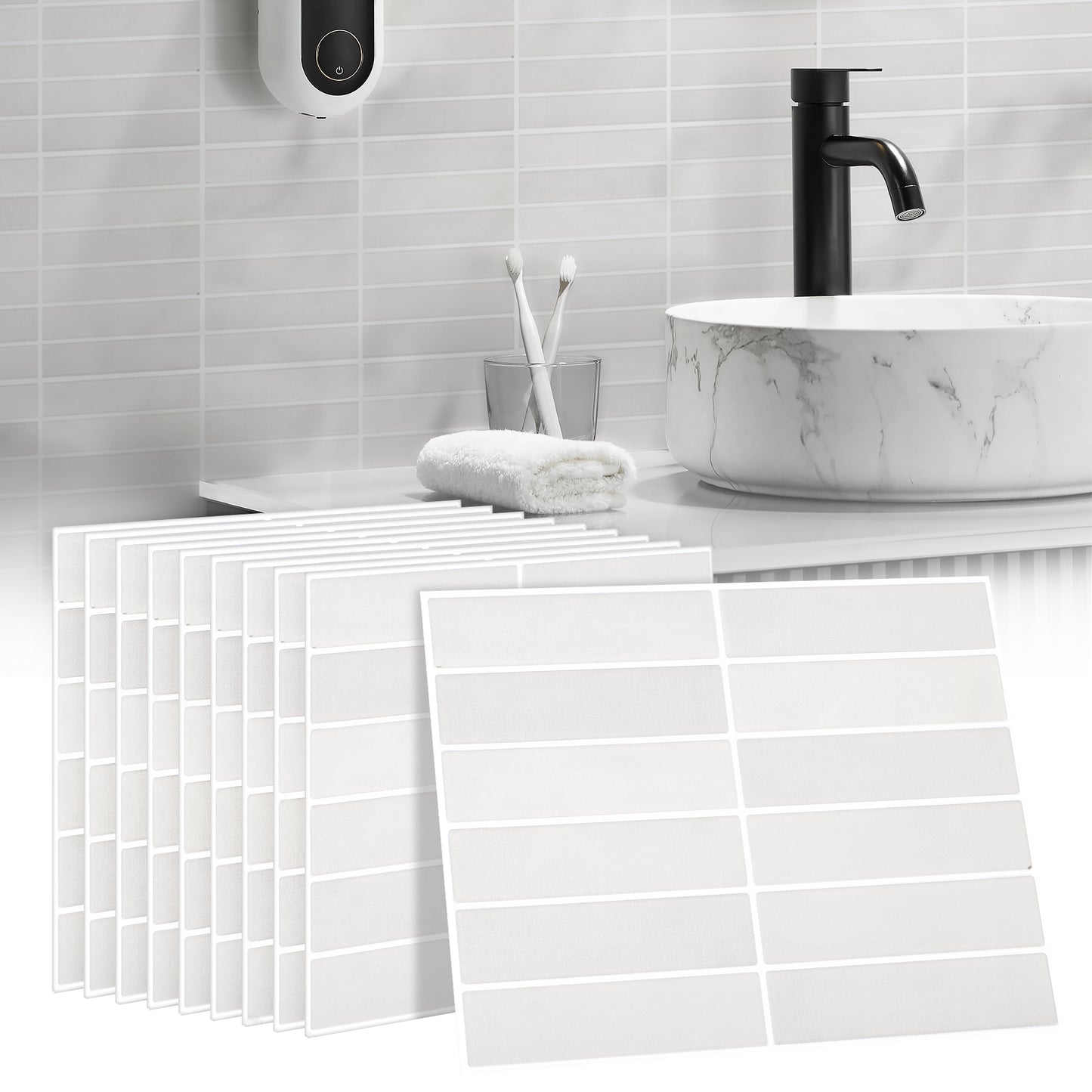 10 zelfklevende tegels - 29*22.9cm - Licht grijs