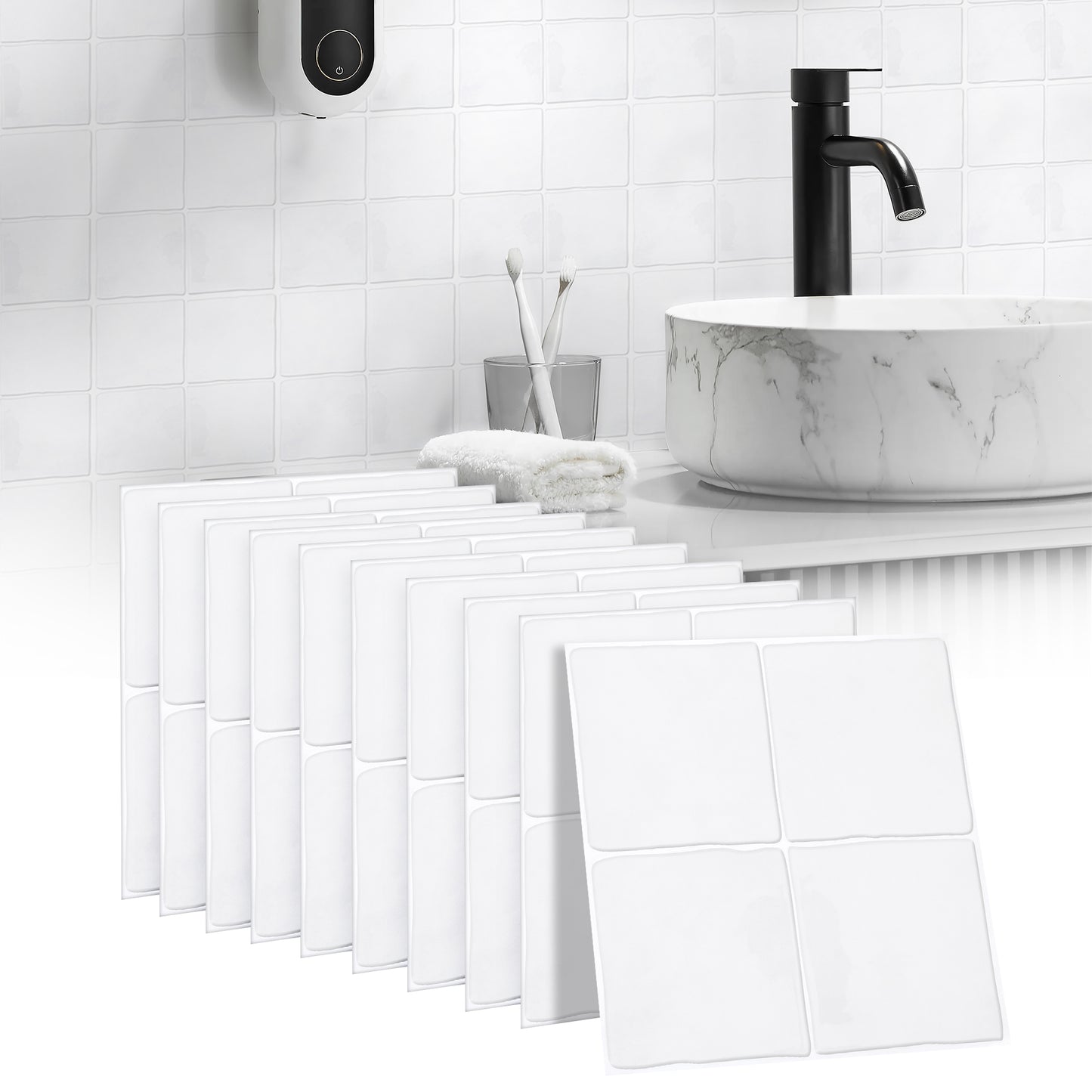 10 zelfklevende tegels - 23*23cm - Wit