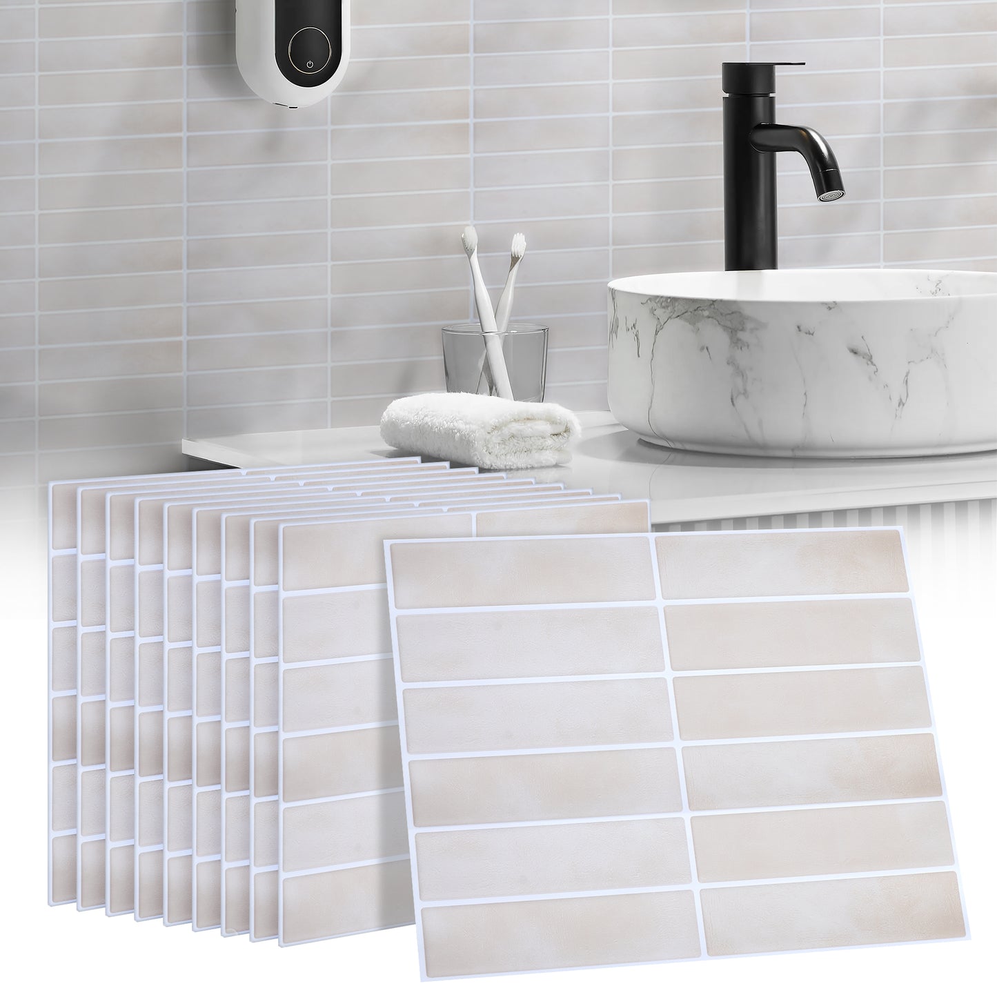 10 zelfklevende tegels - 29*22.9cm - Licht beige