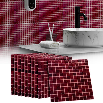 10 zelfklevende tegels - 23.5*23.5cm - Bordeaux rood