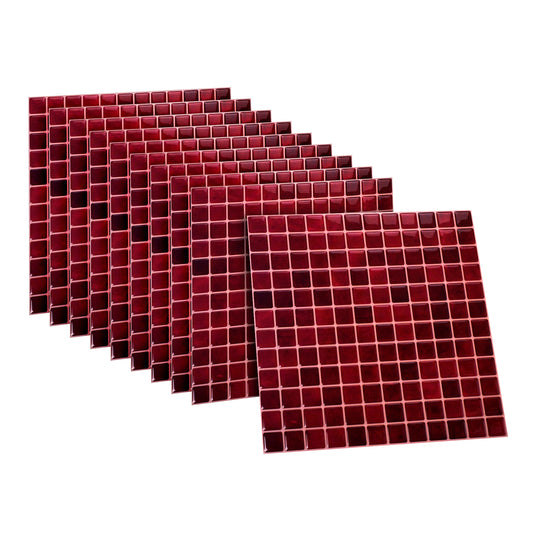10 zelfklevende tegels - 23.5*23.5cm - Bordeaux rood