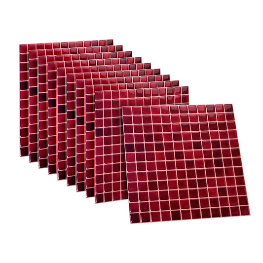 10 zelfklevende tegels - 23.5*23.5cm - Bordeaux rood