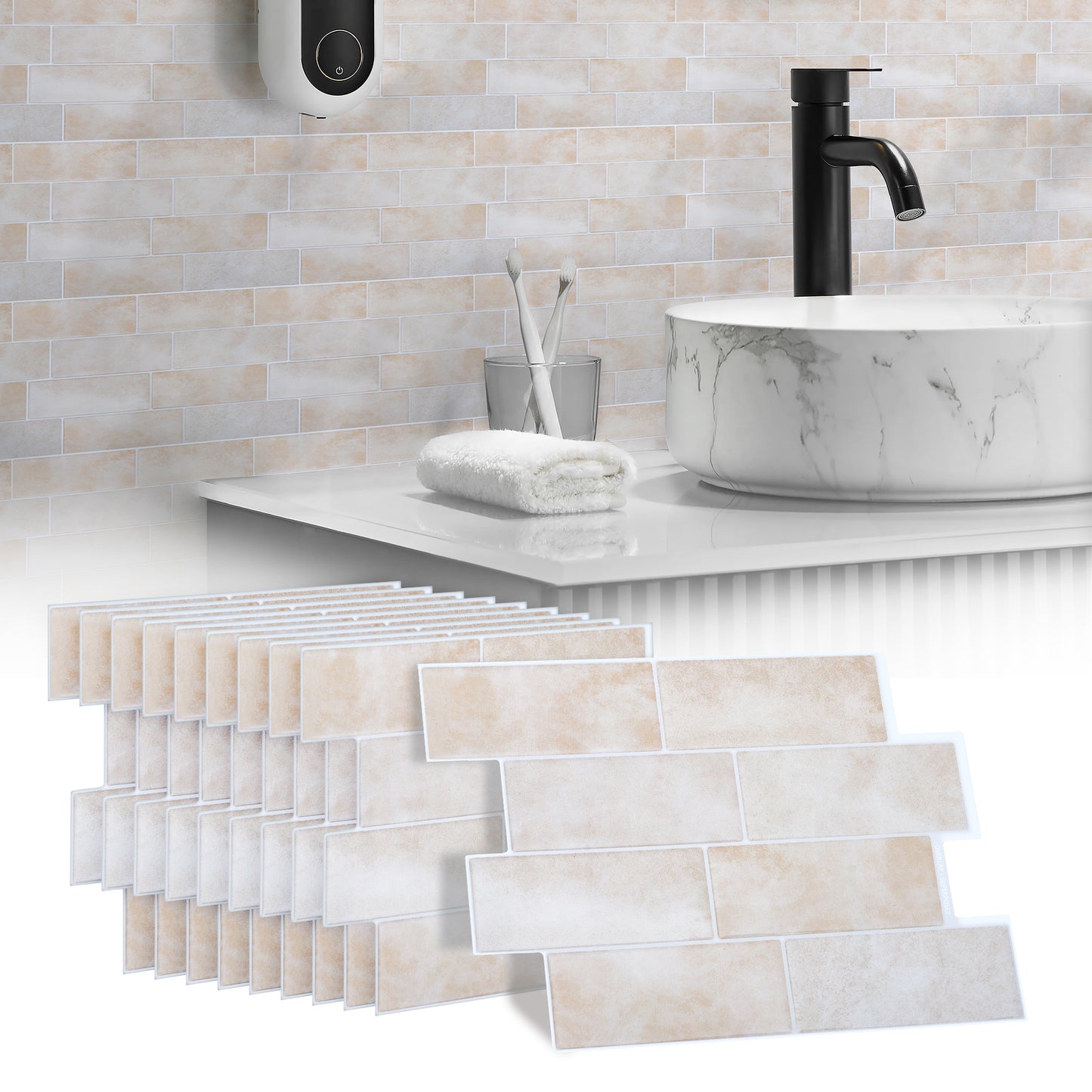 10 zelfklevende tegels - 29.4*21.4cm - Licht beige